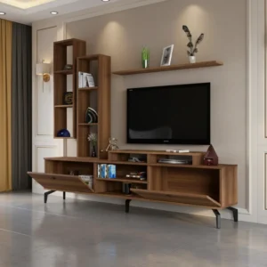 طاولة شاشة مع رفوف لون بني 172