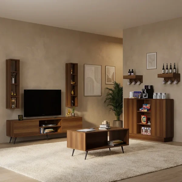 طقم طاولات عصري لون بني 208