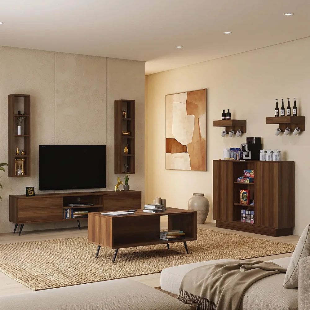 طقم طاولات عصري لون بني 208