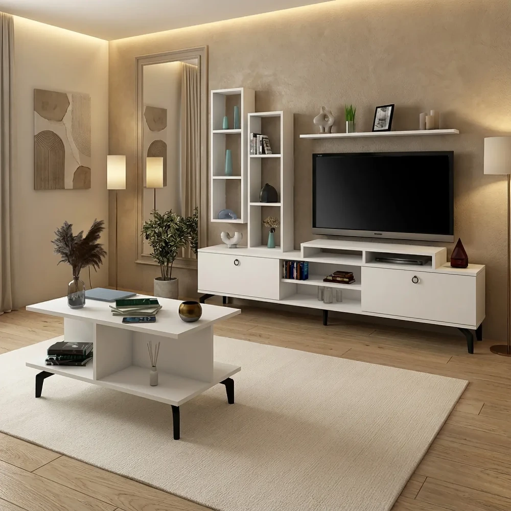 طقم طاولات مودرن لون أبيض 212