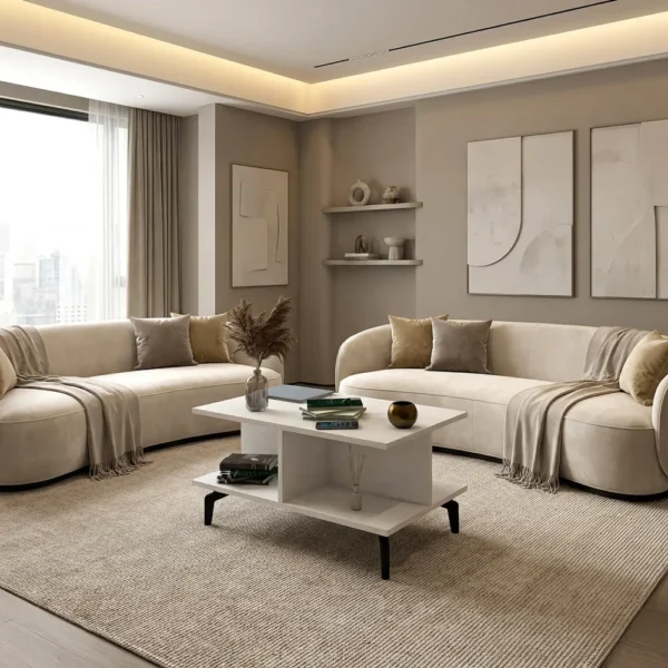 طقم طاولات مودرن لون أبيض 212