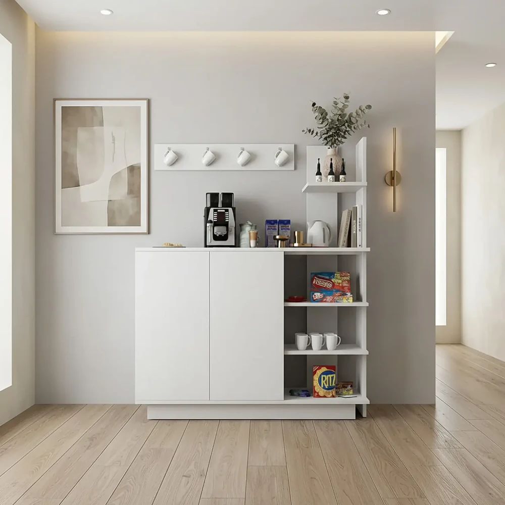 ركن قهوة لون أبيض برفوف 305