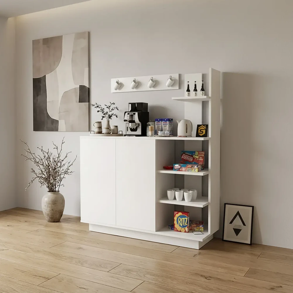 ركن قهوة لون أبيض برفوف 305