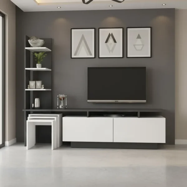 طاولة شاشة لونين مع 3 طاولات خدمة 174