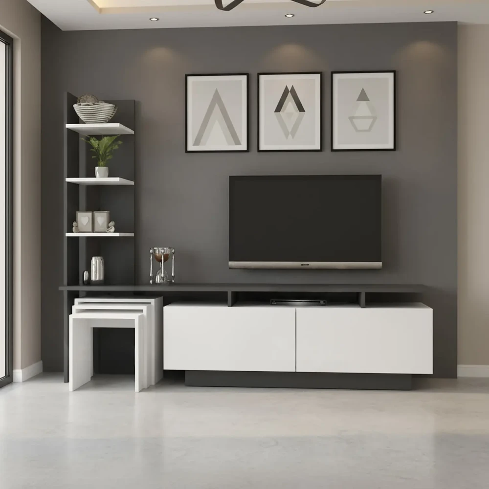 طاولة شاشة لونين مع 3 طاولات خدمة 174