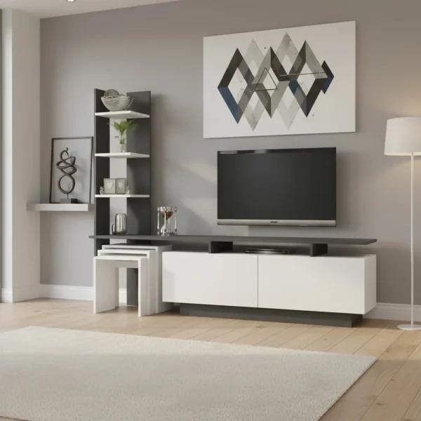 طاولة شاشة لونين مع 3 طاولات خدمة 174