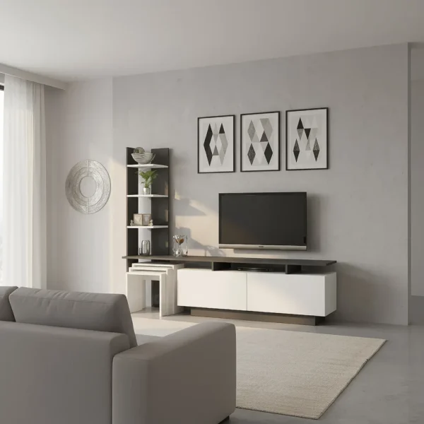 طاولة شاشة لونين مع 3 طاولات خدمة 174