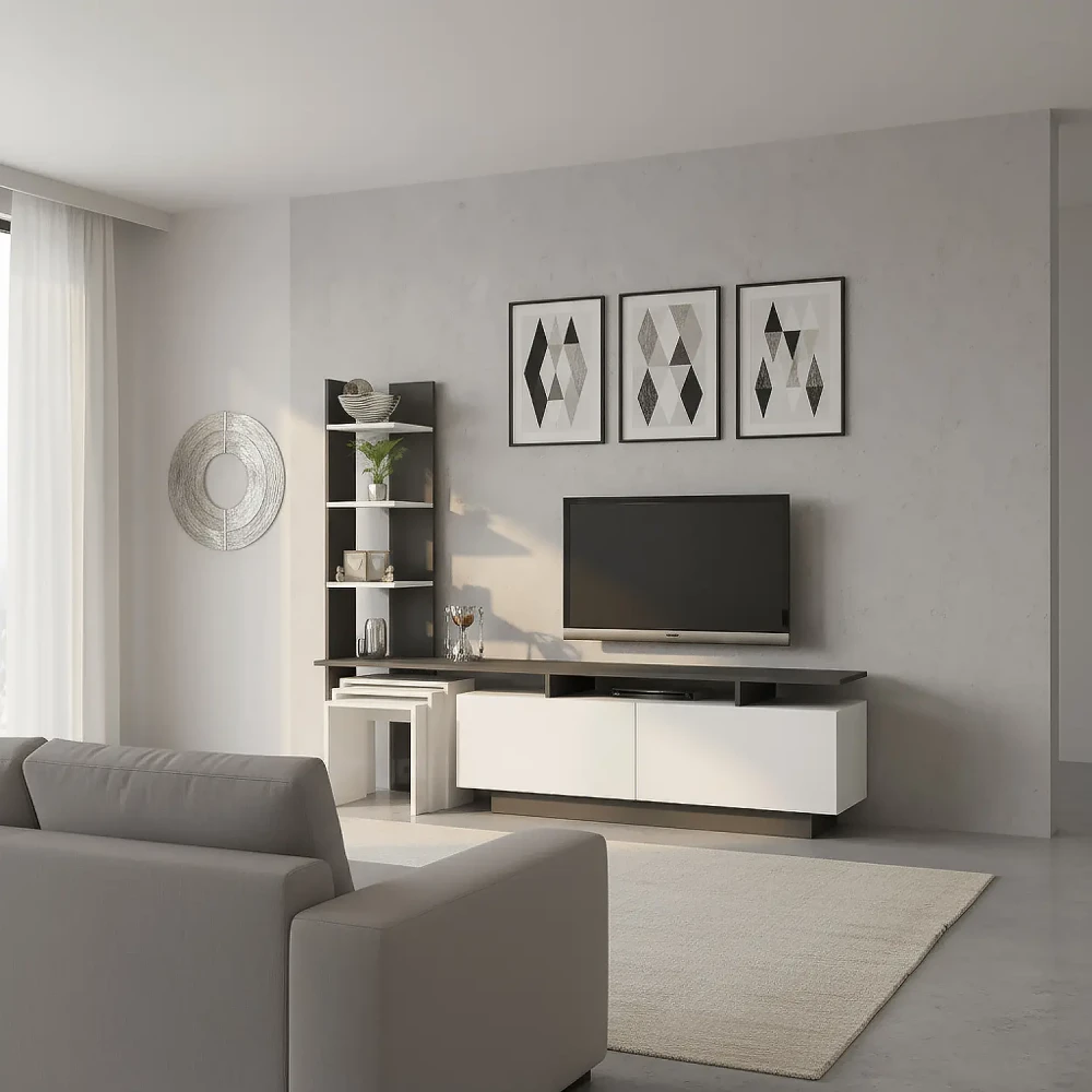 طاولة شاشة لونين مع 3 طاولات خدمة 174