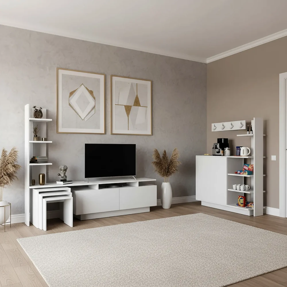 طقم طاولات لون أبيض 214