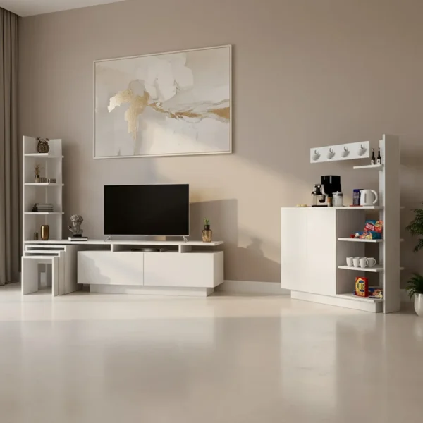 طقم طاولات لون أبيض 214