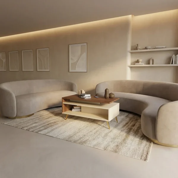 طاولة وسط بيج مع بني 421