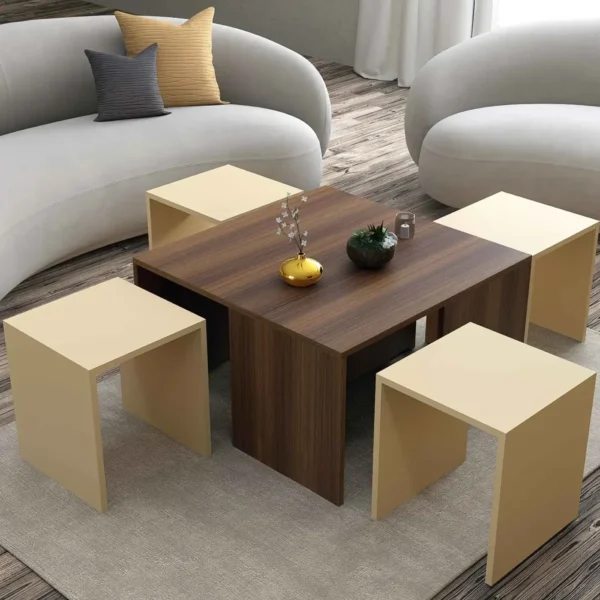 طقم طاولات بيج مع بني 215