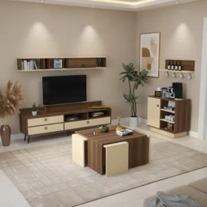 طقم طاولات بيج مع بني 215