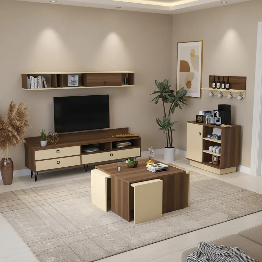 طقم طاولات بيج مع بني 215