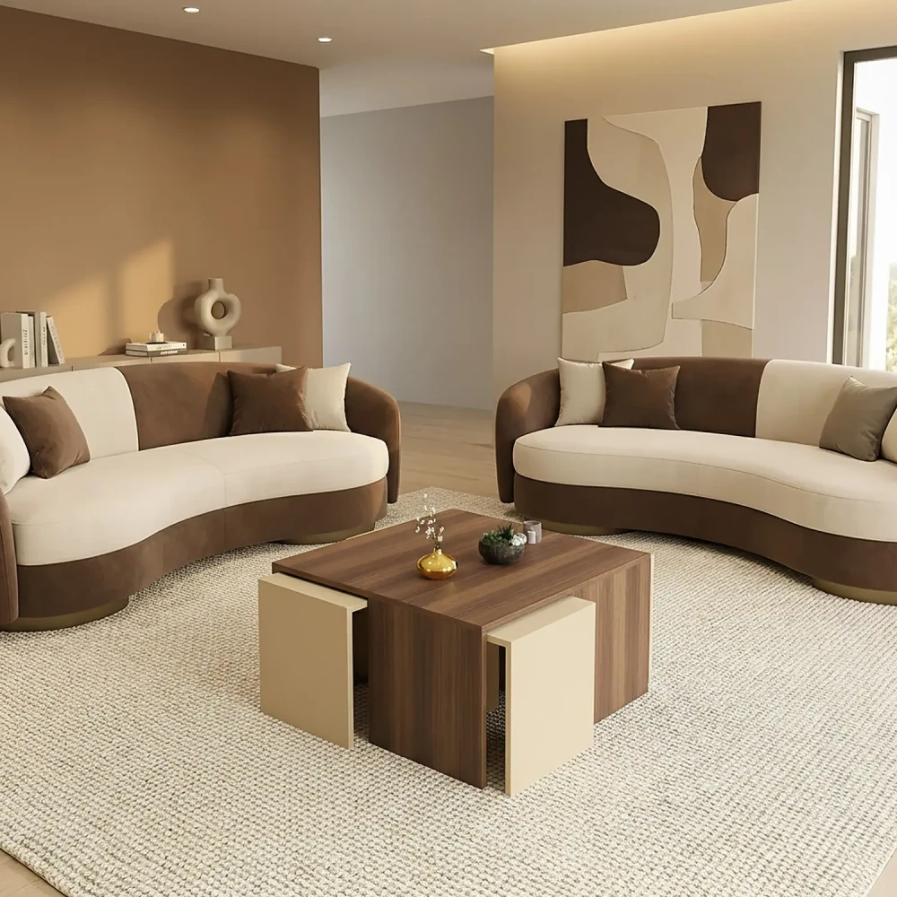 طقم طاولات بيج مع بني 215