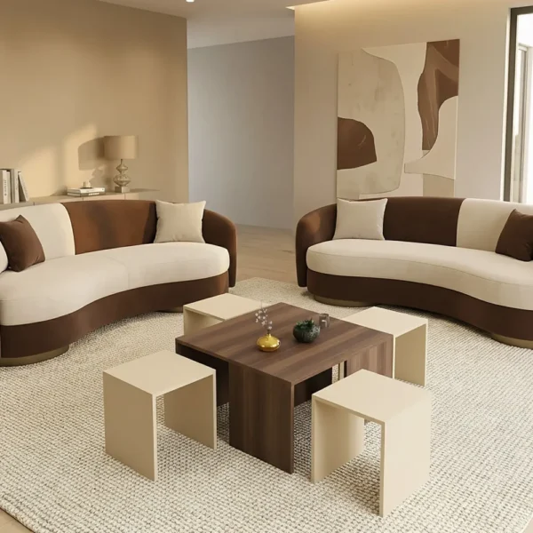 طقم طاولات بيج مع بني 215