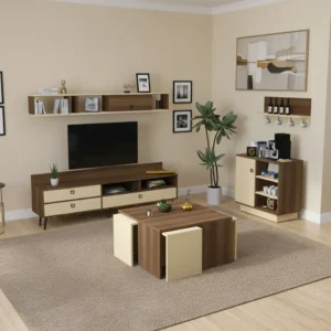 طقم طاولات بيج مع بني 215