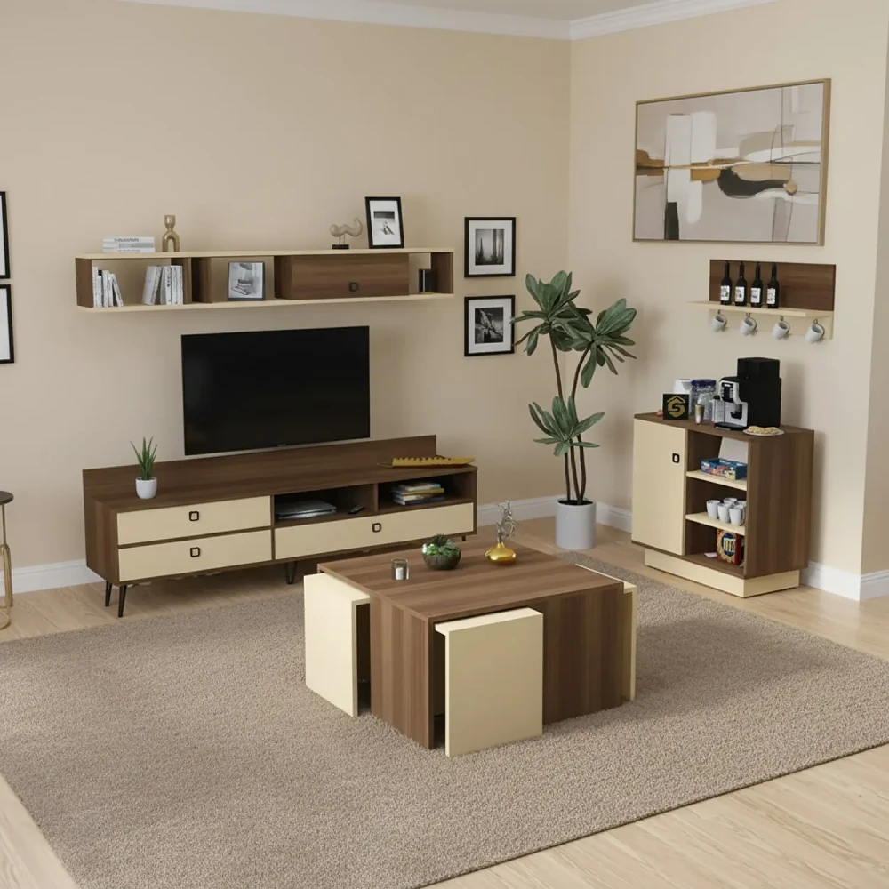 طقم طاولات بيج مع بني 215