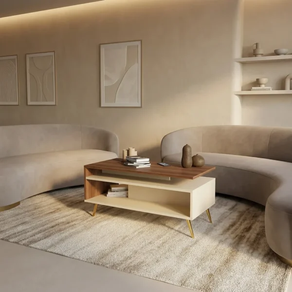 طقم طاولات لون بيج مع بني 252