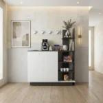 ركن قهوة لون أبيض مع رمادي برفوف 310