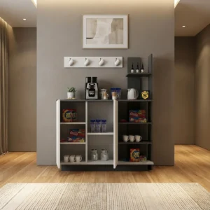 ركن قهوة لون أبيض مع رمادي برفوف 310