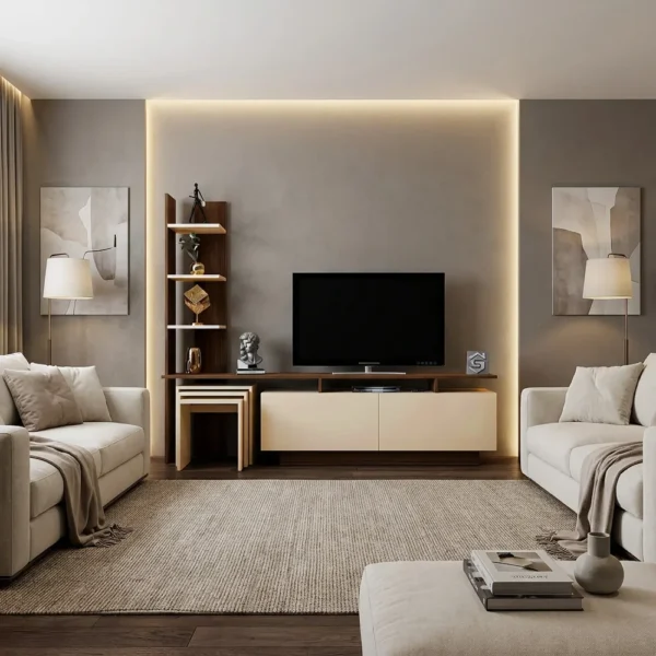 طاولة شاشة لونين مع 3 طاولات خدمة 179