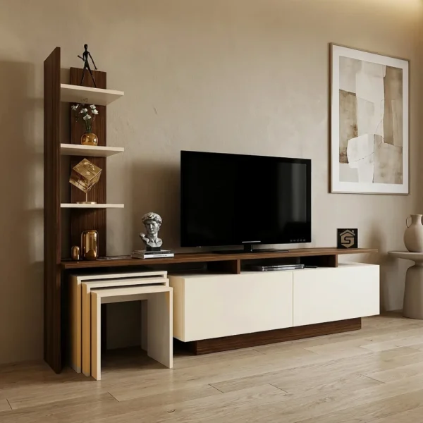 طاولة شاشة لونين مع 3 طاولات خدمة 179