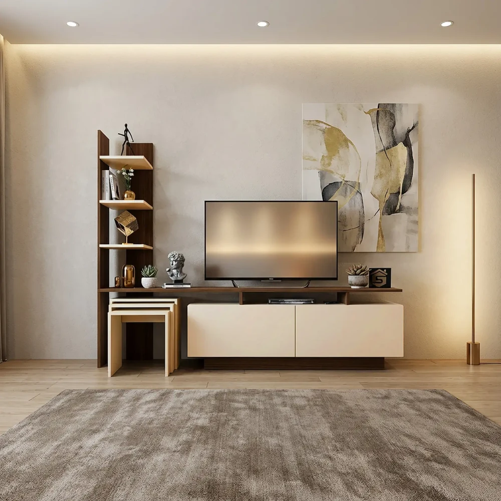 طاولة شاشة لونين مع 3 طاولات خدمة 179