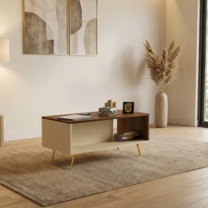 طاولة قهوه لون بني مع بيج 424