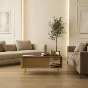 طاولة قهوه لون بني مع بيج 424