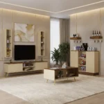 طقم طاولات عصري لون بيج مع بني 222