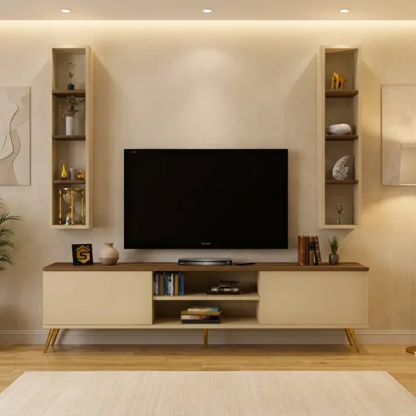 طقم طاولات عصري لون بيج مع بني 222