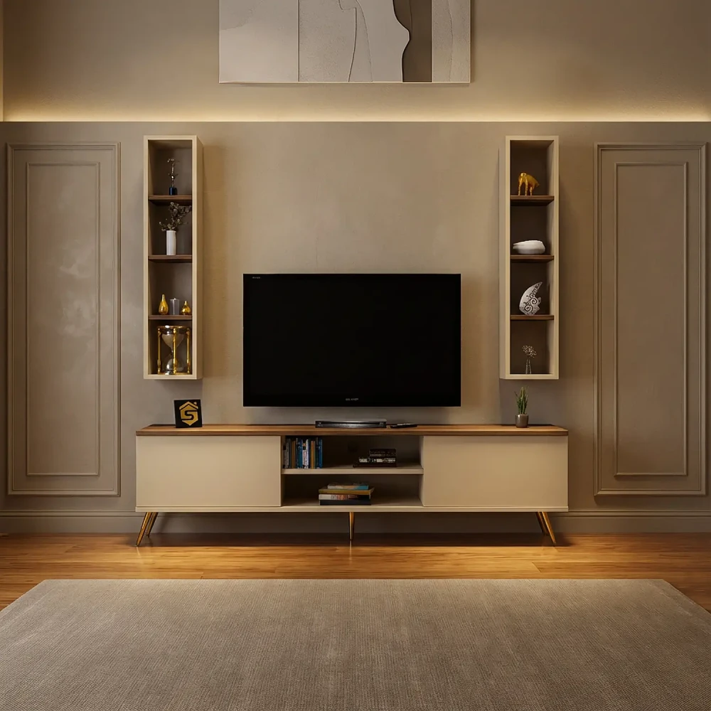 طقم طاولات عصري لون بيج مع بني 222