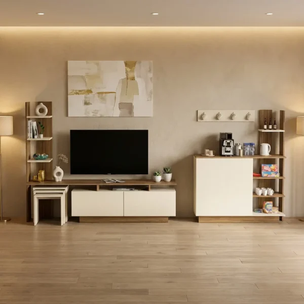 طقم طاولات لون بني مع بيج 218