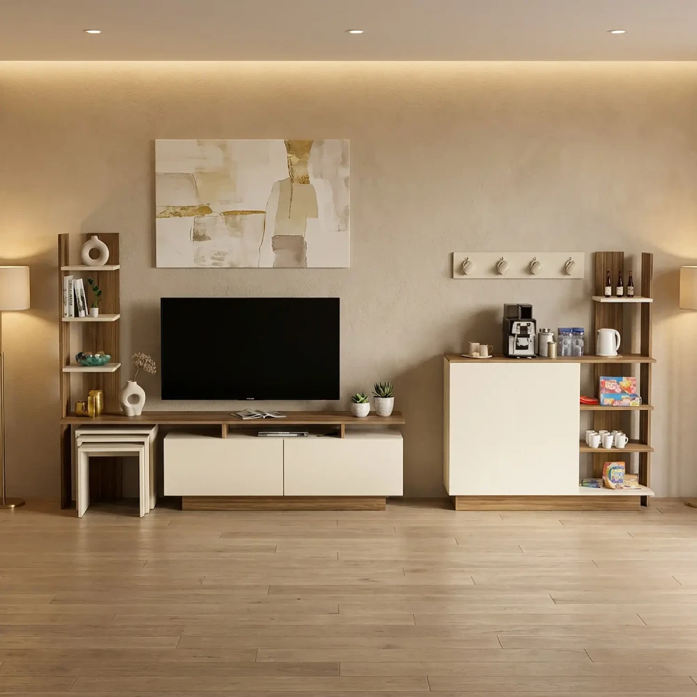 طقم طاولات لون بني مع بيج 218