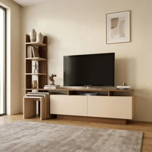 طقم طاولات لون بني مع بيج 218