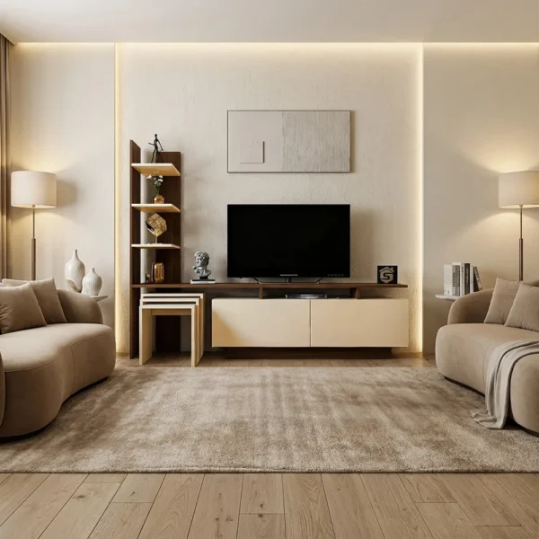 طقم طاولات لون بني مع بيج 218