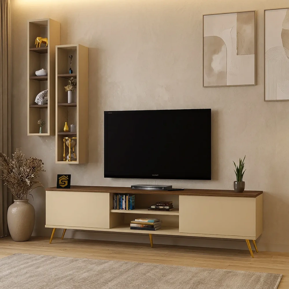 طاولة تلفزيون عصرية مع وحدتين أرفف 185