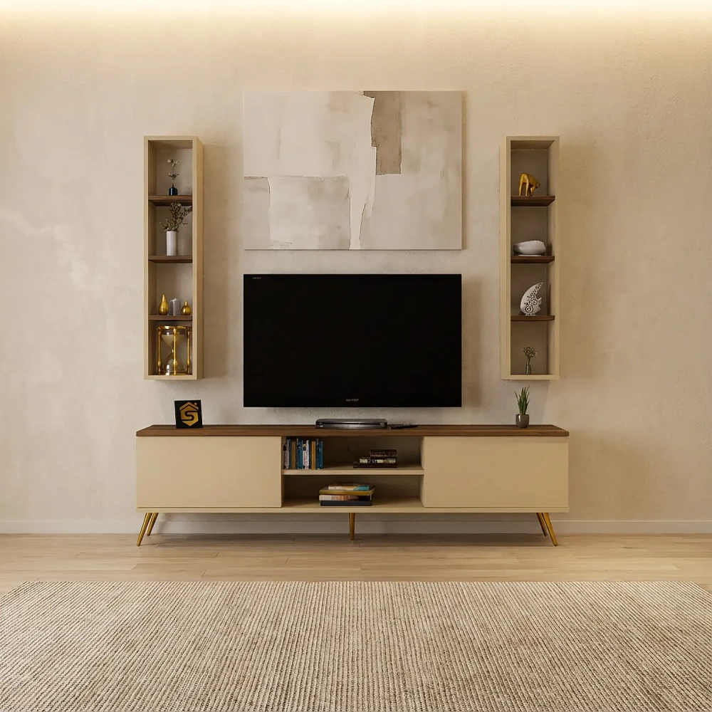 طاولة تلفزيون عصرية مع وحدتين أرفف 185