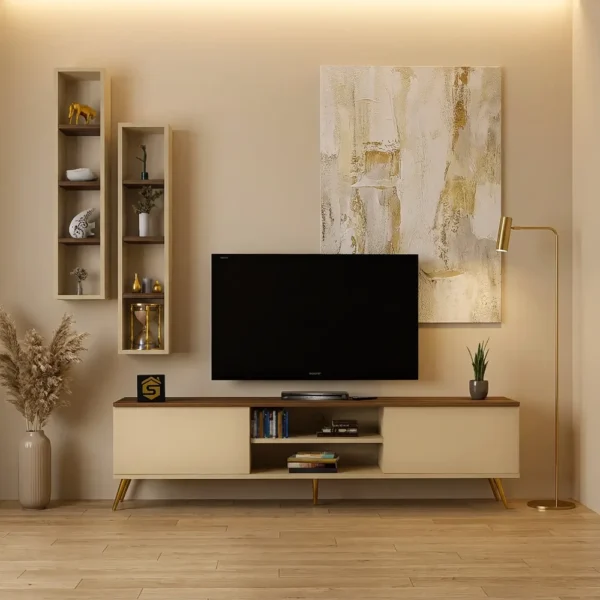 طاولة تلفزيون عصرية مع وحدتين أرفف 185
