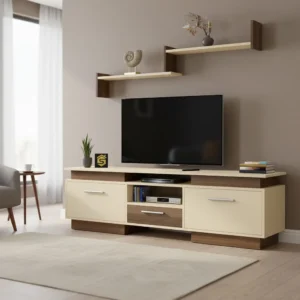 طاوله تلفاز بيج مع بني 182