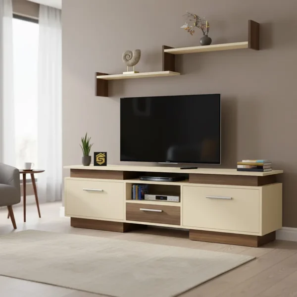 طاوله تلفاز بيج مع بني 182