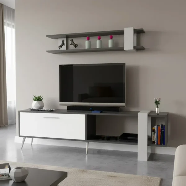 طاوله شاشة أبيض مع رمادي 184-21021 (1) طاوله شاشة أبيض مع رمادي 184