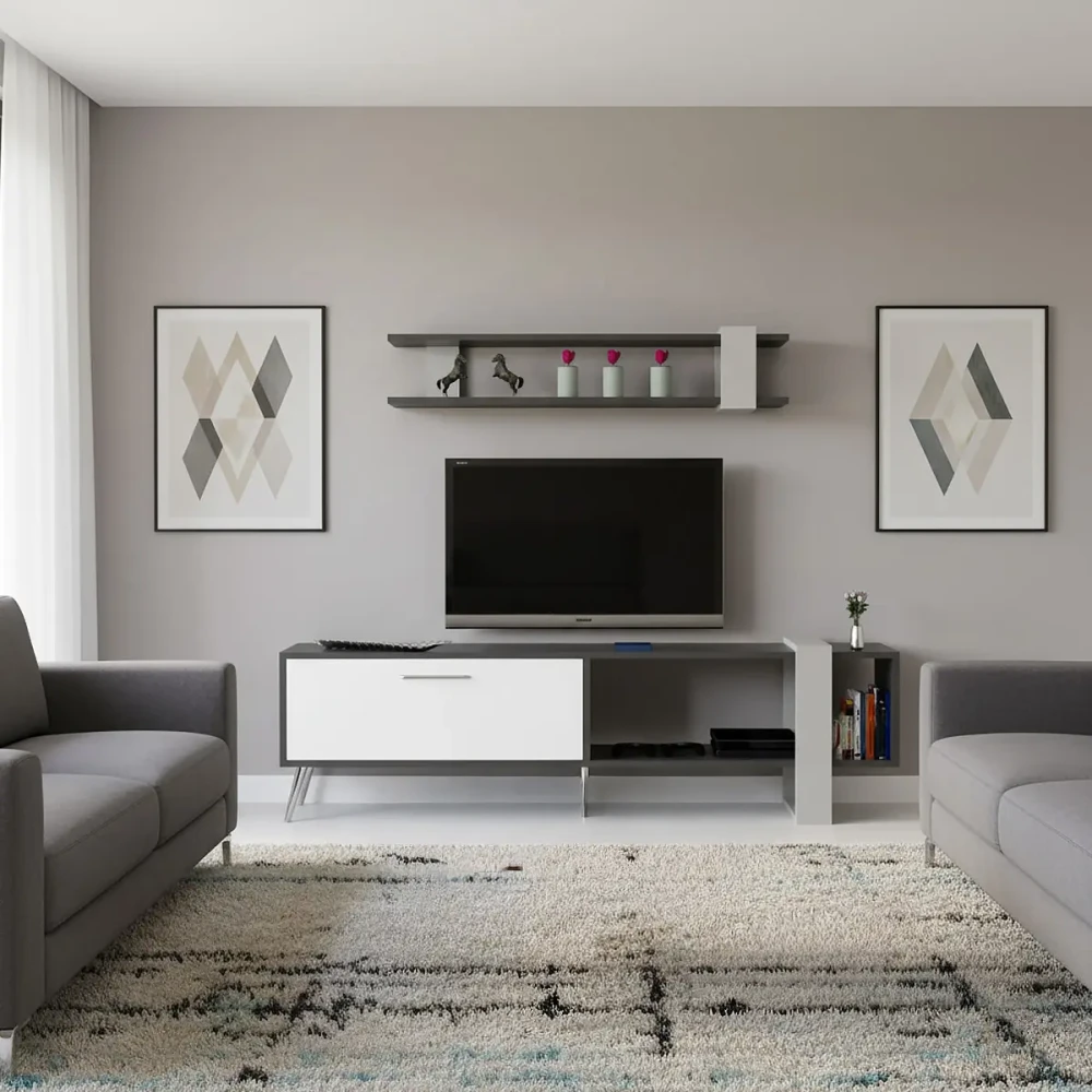 طاوله شاشة أبيض مع رمادي 184