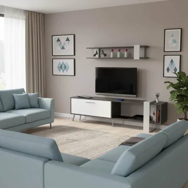 طاوله شاشة أبيض مع رمادي 184