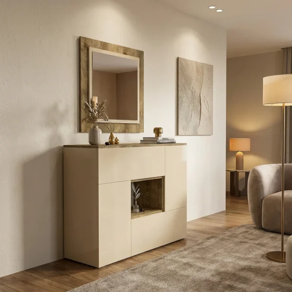 مدخل وخزانة لون بيج مع خشبي 801