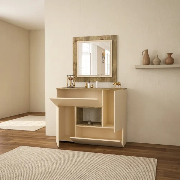 مدخل وخزانة لون بيج مع خشبي 801