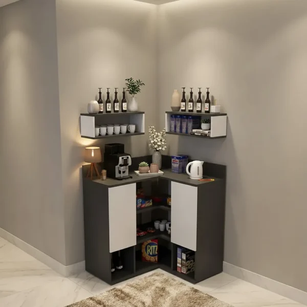 ركن قهوة عصري لون أبيض مع رمادي 322