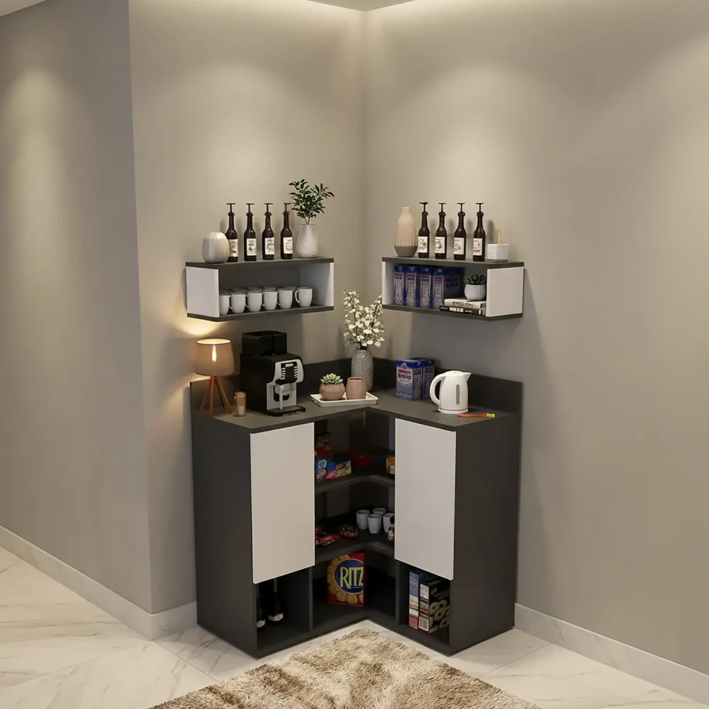 ركن قهوة عصري لون أبيض مع رمادي 322