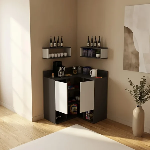 ركن قهوة عصري لون أبيض مع رمادي 322